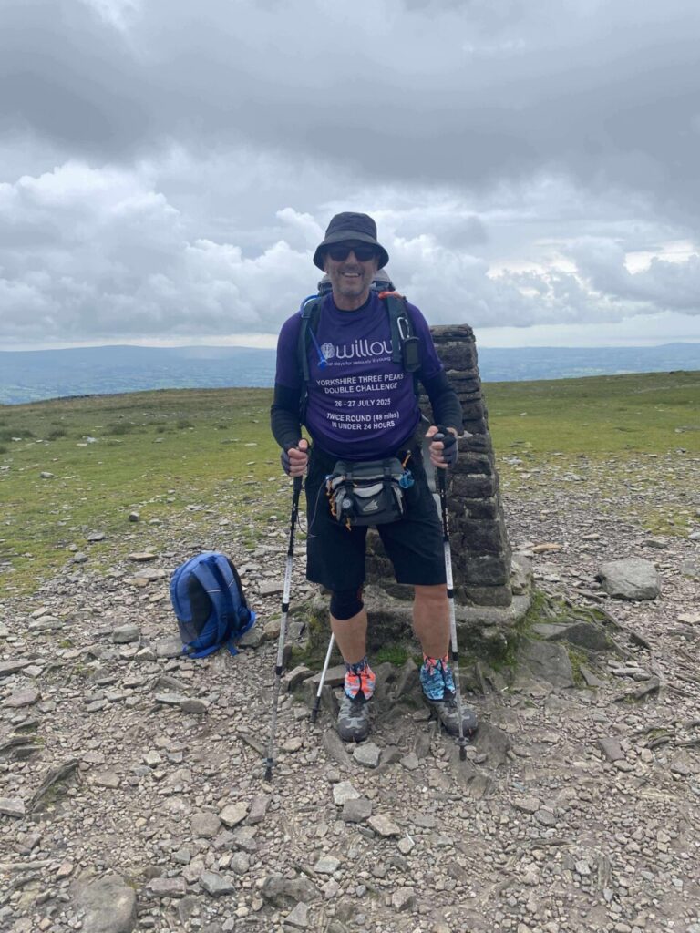 Rob at the top of one of the Yorkshire peaks during his double three peaks challenge
