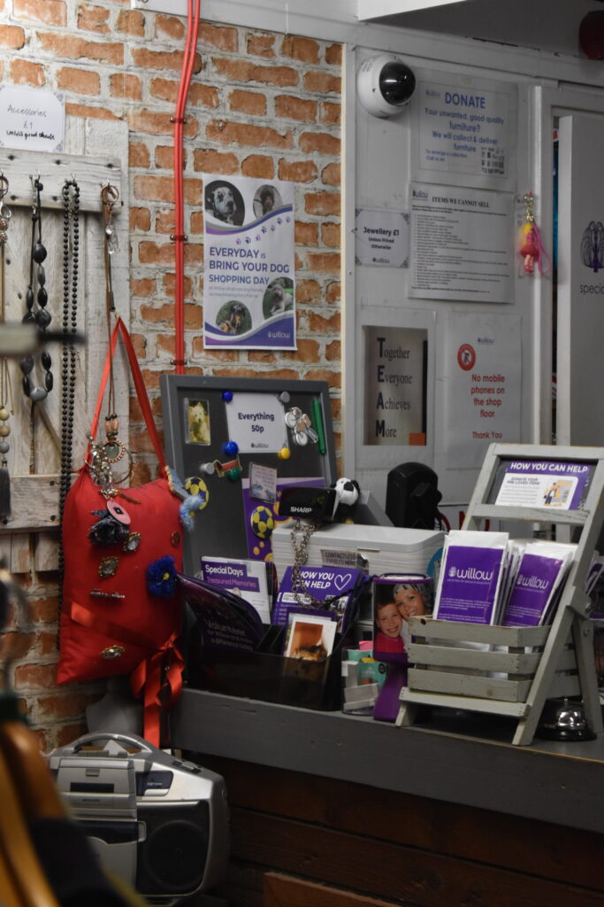 Till area at Willow Hatfield charity shop