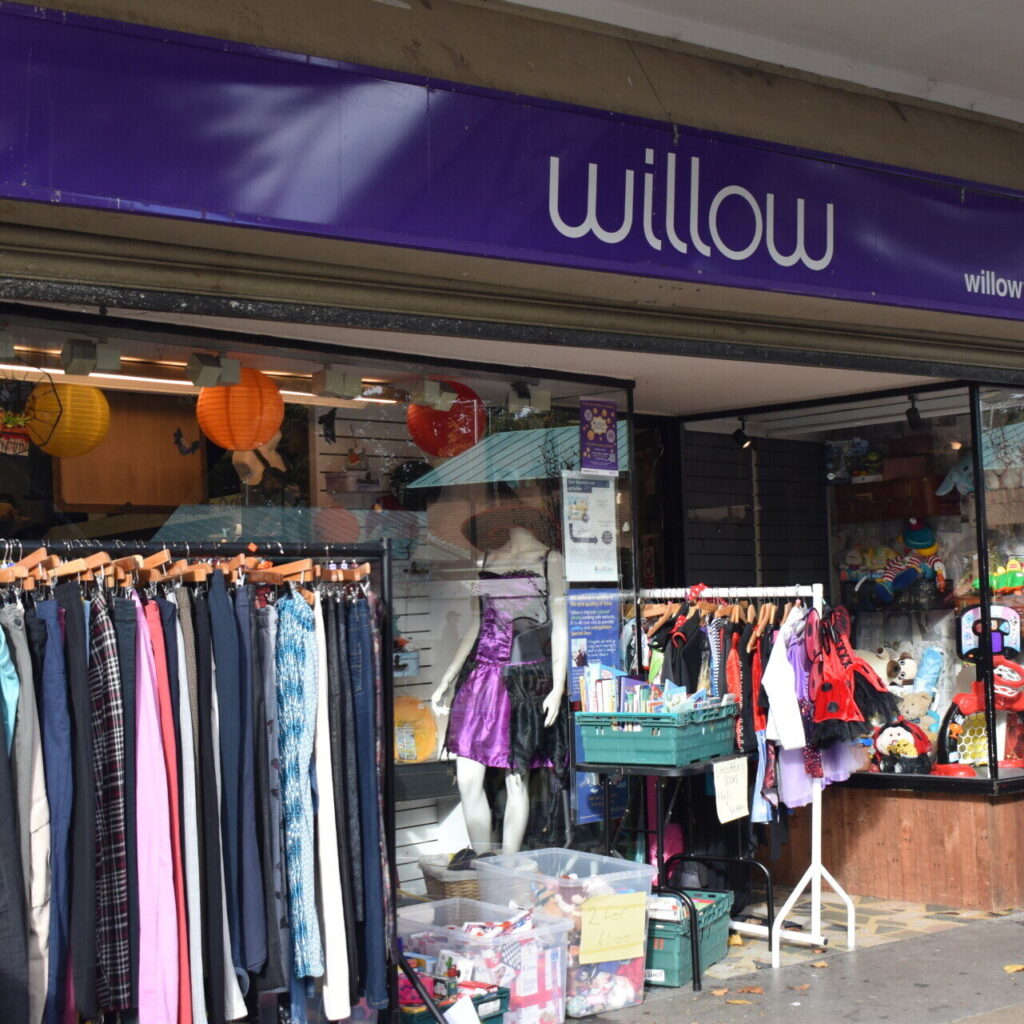 Window display at Willow's Charity shop in Hatfield